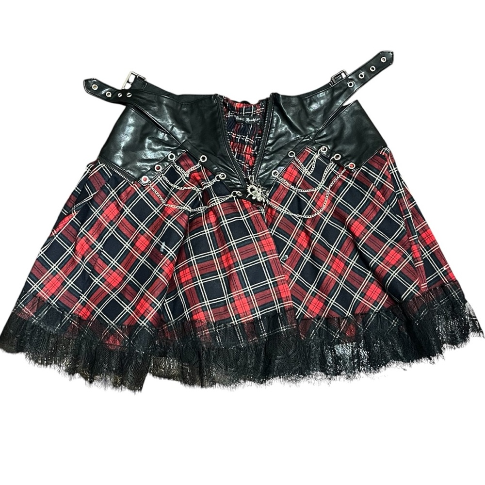 Devil Fashion Noise Annoys Red Black Plaid Goth Skirt - Please read description - Picture 2 of 10